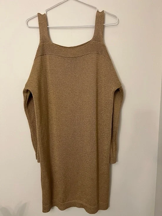 Massimo Dutti Gold Bronze Cold Shoulder Jumper - Picture 5 of 6